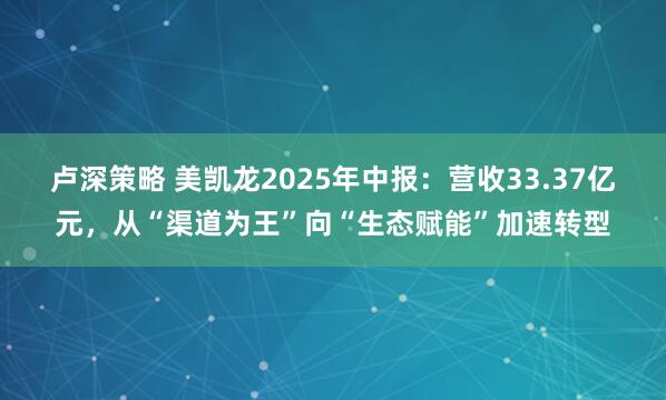 卢深策略 美凯龙2025年中报：营收33.37亿元，从“渠道为王”向“生态赋能”加速转型